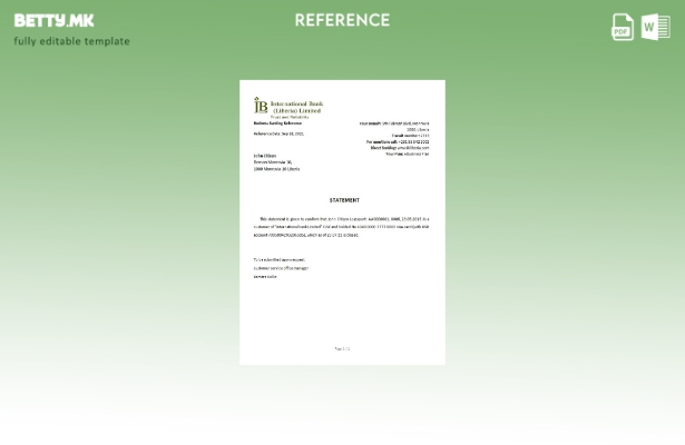 Референтен шаблон за затворање на меѓународната банка Либерија ИБ во модерен сти